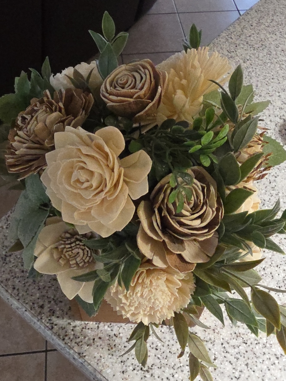 Neutral Cream and Green Artificial Floral Arrangement - Home Accents